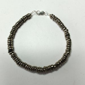 4mm Heishi Beads bracelet in Pyrite, 7" size